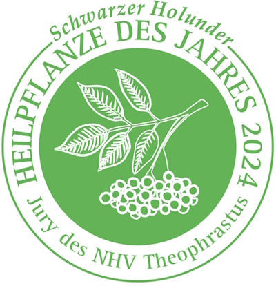 Label von der Heilpflanze - Schwarzer Holunder - des Jahres 2024 (Label: NHV Theophrastus)