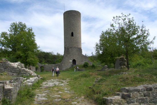 Die Ruine Reichelsburg mit mächtigem Bergfried (Bild: Thomas Langhirt)